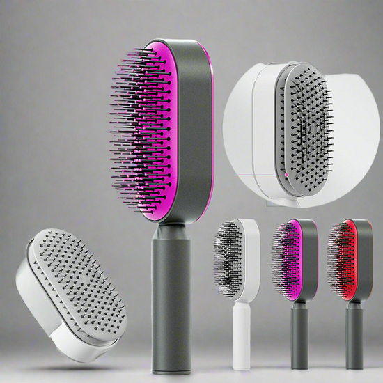 Brosse à cheveux autonettoyante pour femme