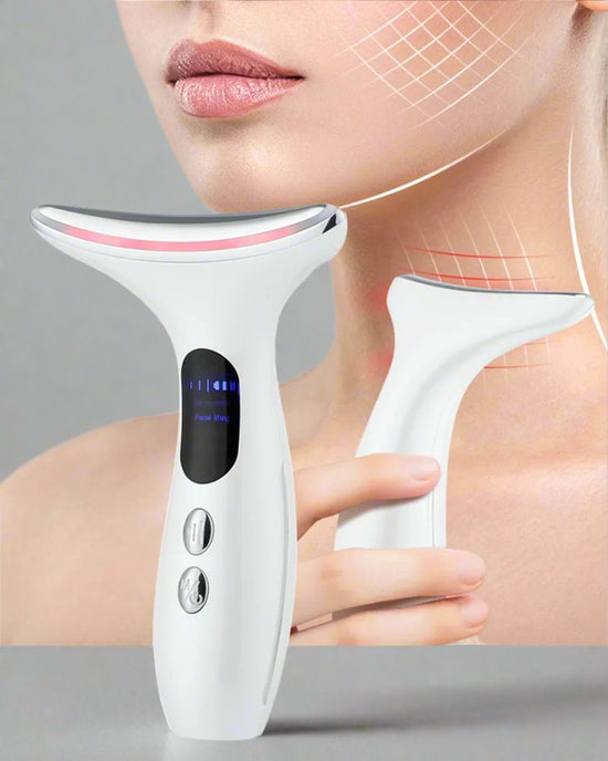 Neck Face Firming Removal Tool, Double Chin Reducer Skin Rejuvenation Neck Face Lift Anti-Aging Beauty Device on Triple Action LED Therapy, Thermal and Vibration Technologies for Skin Care