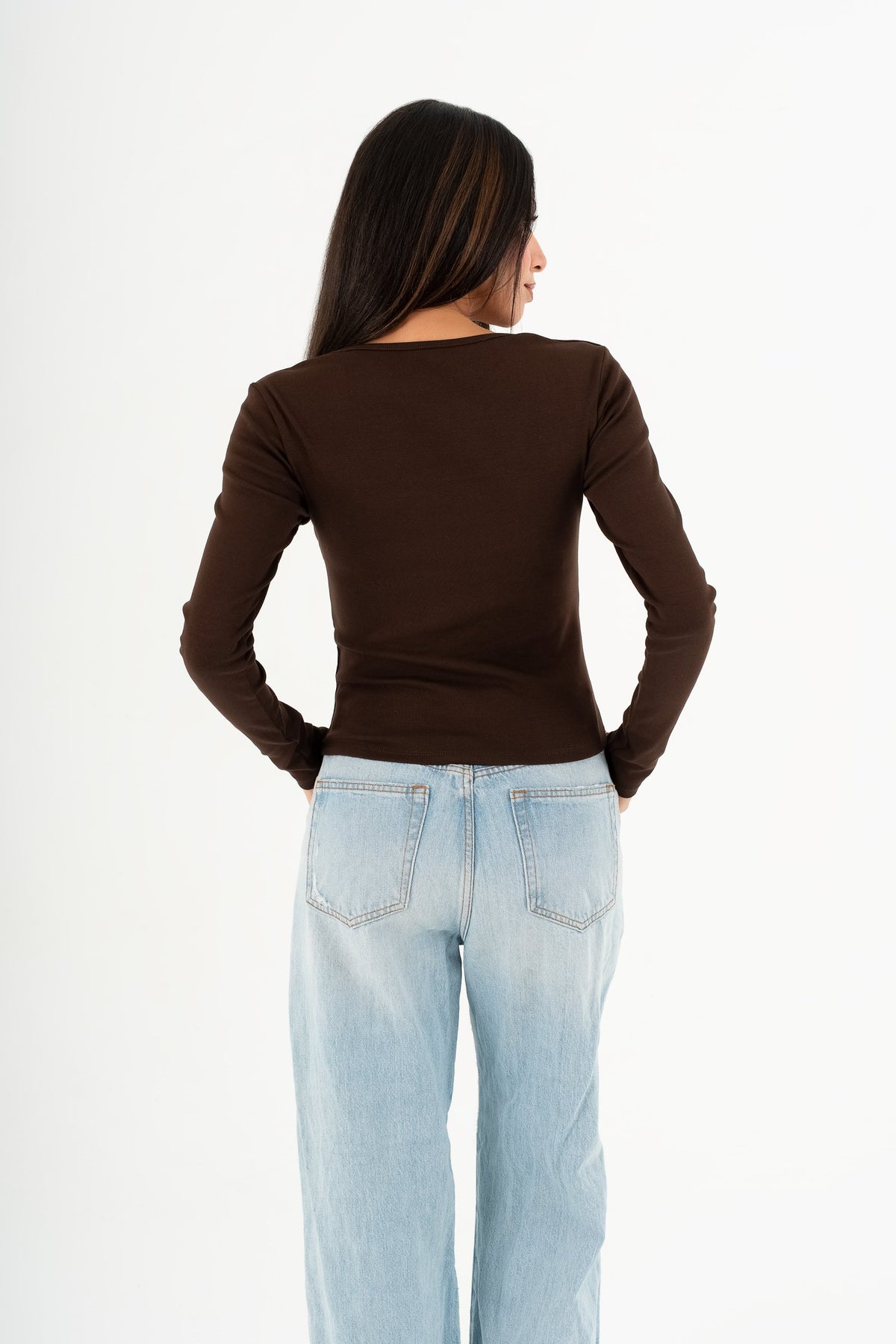 Square Neck Long Sleeve – Chocolate